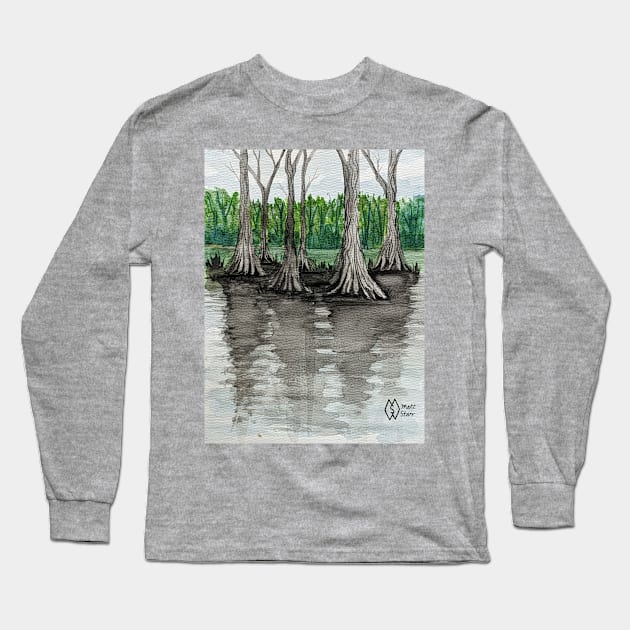 Cypress trees in the swamp Long Sleeve T-Shirt by Matt Starr Fine Art